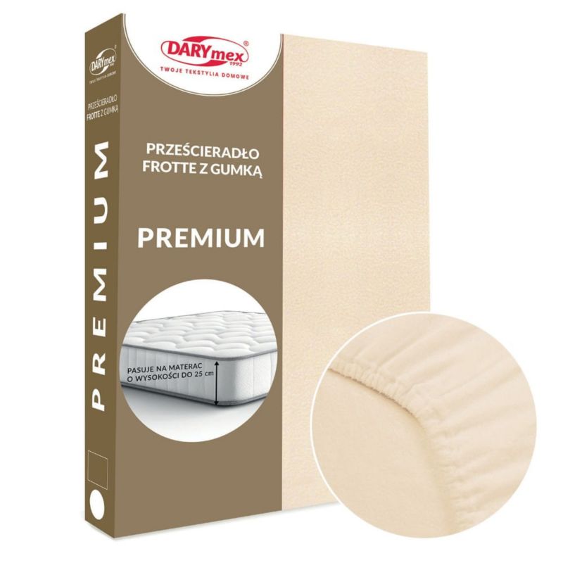Prześcieradło frotte z gumką Darymex 180x200 kolor jasny beż PREMIUM 1 szt.