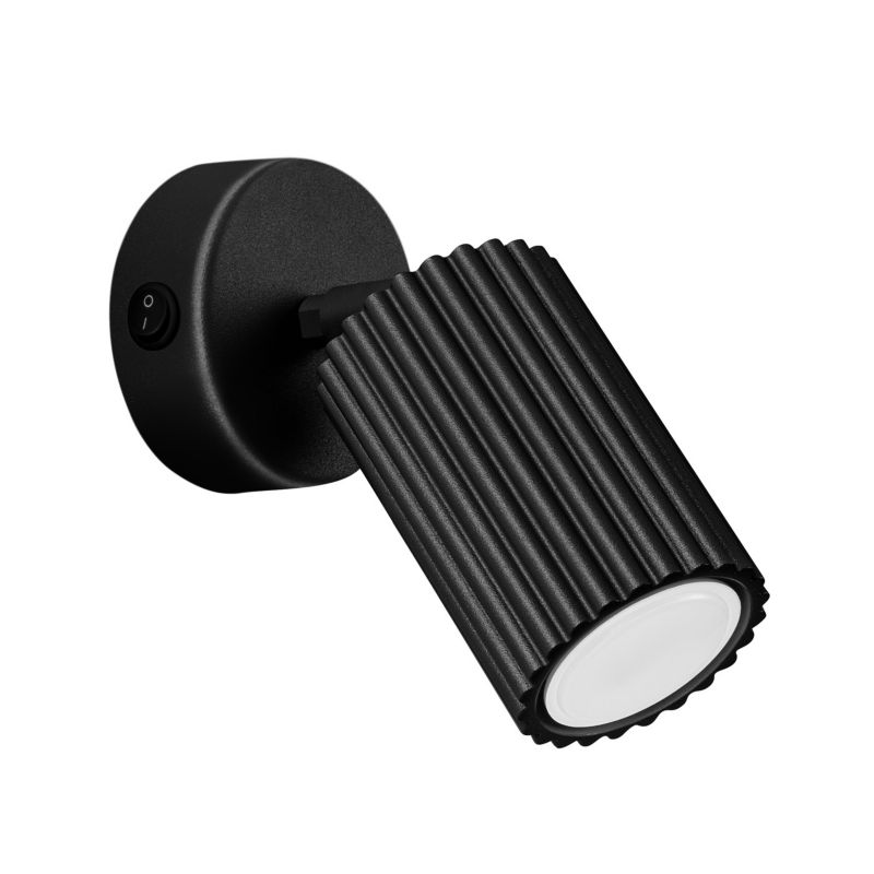 Kinkiet ścienny Sollux Lighting Karbon czarny z włącznikiem do sypialni 1 x GU10 x 10W IP20 wym: 16 x 8 x 8 cm - 1 szt.