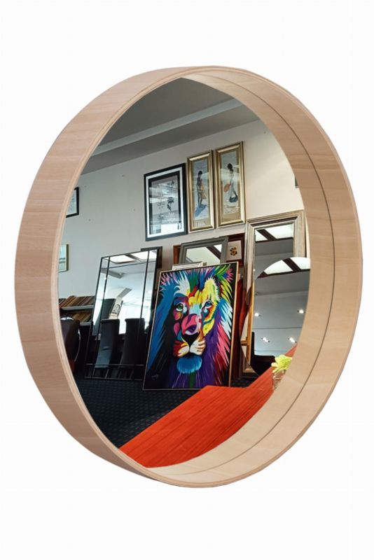 Lustro okrągłe BD art drewniane skandynawskie 70 cm naturalne głębokie drewno egzotyczne 1 szt.