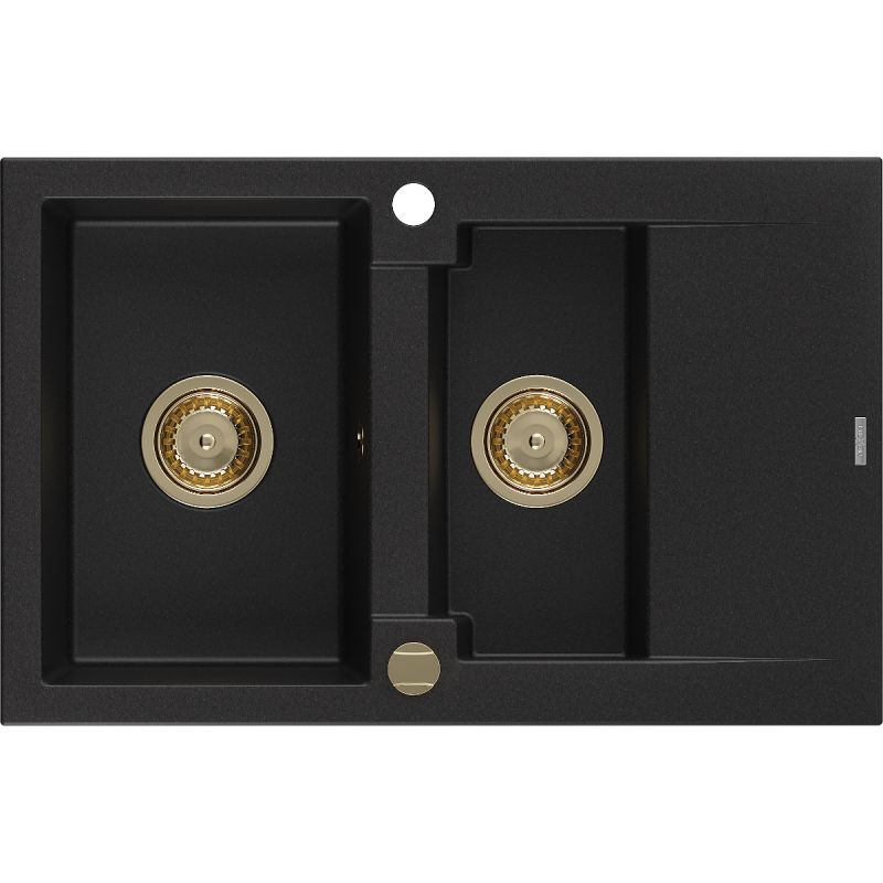 Zlewozmywak wpuszczany Mexen Gaspar 1,5-komorowy czarny nakrapiany 737x475 mm - 6507731505-76 1 szt.