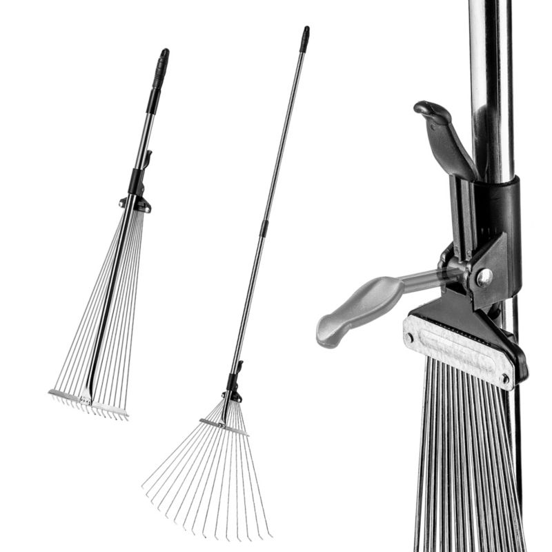 Grabie KADAX metalowe Do Liści Trawy Z Trzonkiem Wachlarzowe Regulowane 78-166cm 1szt.