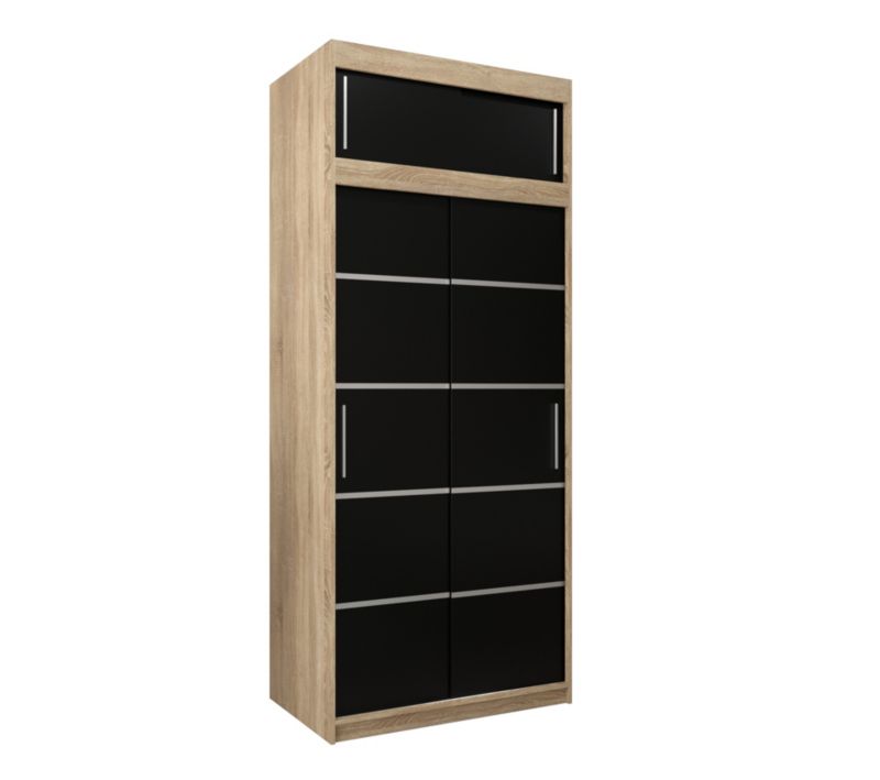 Szafa przesuwna Abiks Verona 1 100 sonoma + czarny z nadstawką 1 szt.