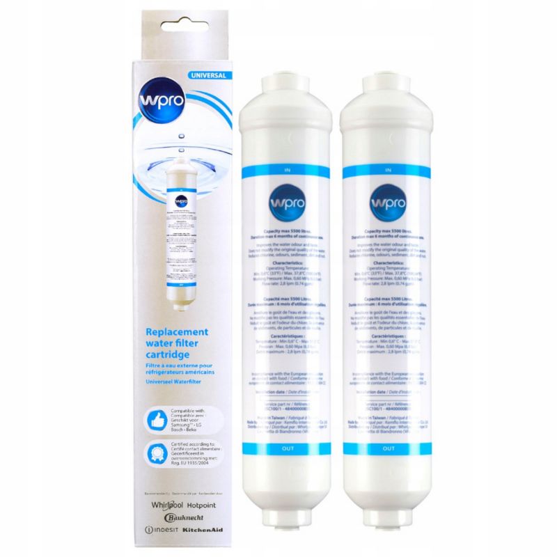 Filtr wody, WPRO, do lodówek Side By Side LG Samsung, węglowy, zewnętrzny, zamiennik, 2szt