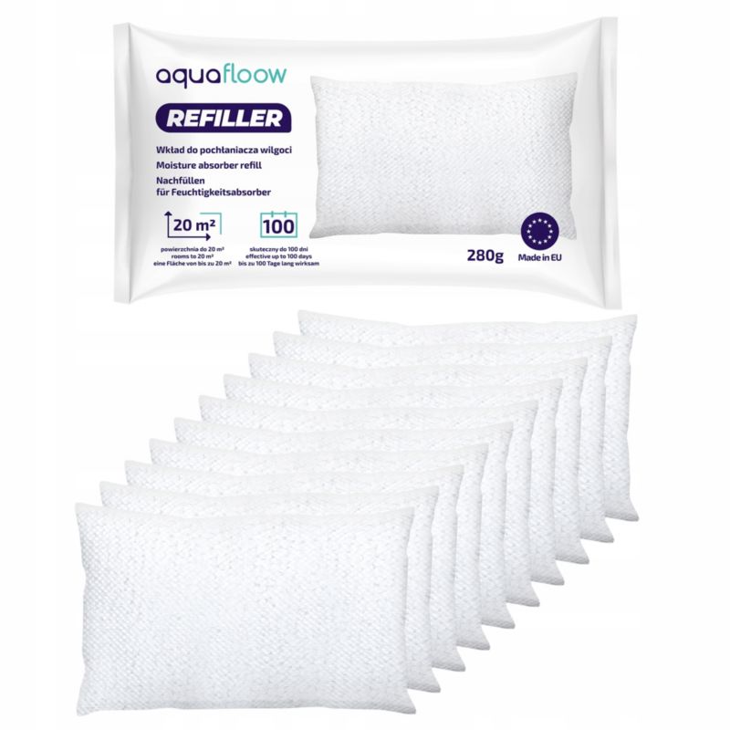 Wkład do pochłaniaczy wilgoci, AquaFloow, uniwersalny, bezzapachowy, osuszacz powietrza, 280g, 10szt