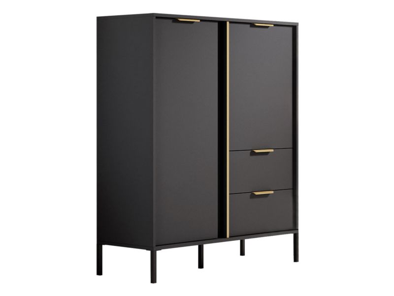 Komoda MIRJAN 24 wysoka Lars 2D2S antracyt/antracyt/złoty 1 szt.