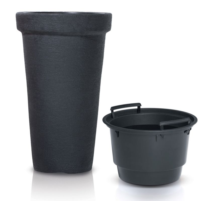 Doniczka EDANTI Ogrodowa 30 cm Efekt Cegły Wysoka Okrągła Na Taras Do Domu Antracytowa 1 szt.