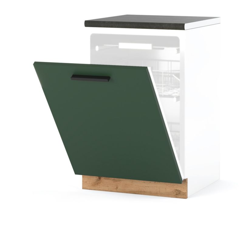 Szafka Kuchenna Hurtownia-Mebli Stojąca Do zmywarki Blanka dolna ZM60 60cm Dąb Wotan Butelkowa Zieleń 60x47x85 cm 1szt.