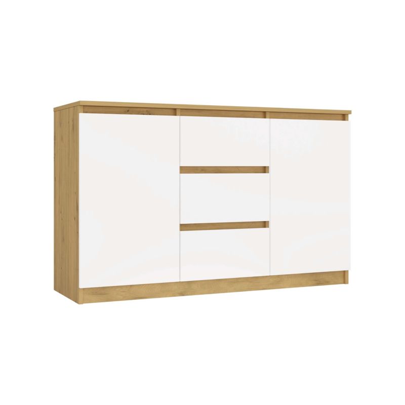 Komoda Topeshop Malwa 2D3S Dąb Artisan Biel 40x120x75 cm 1szt