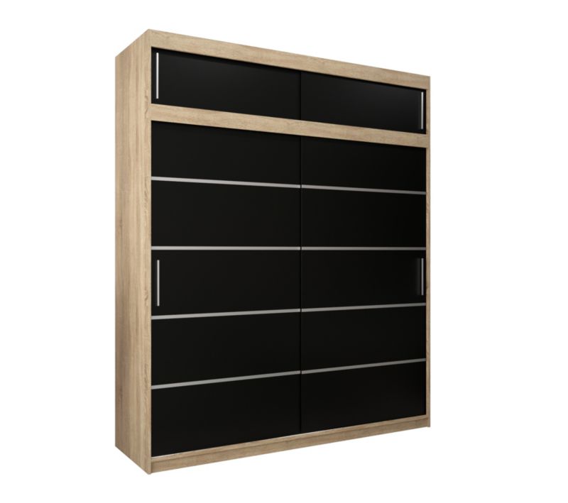 Szafa przesuwna Abiks Verona 1 200 sonoma + czarny z nadstawką 1 szt.