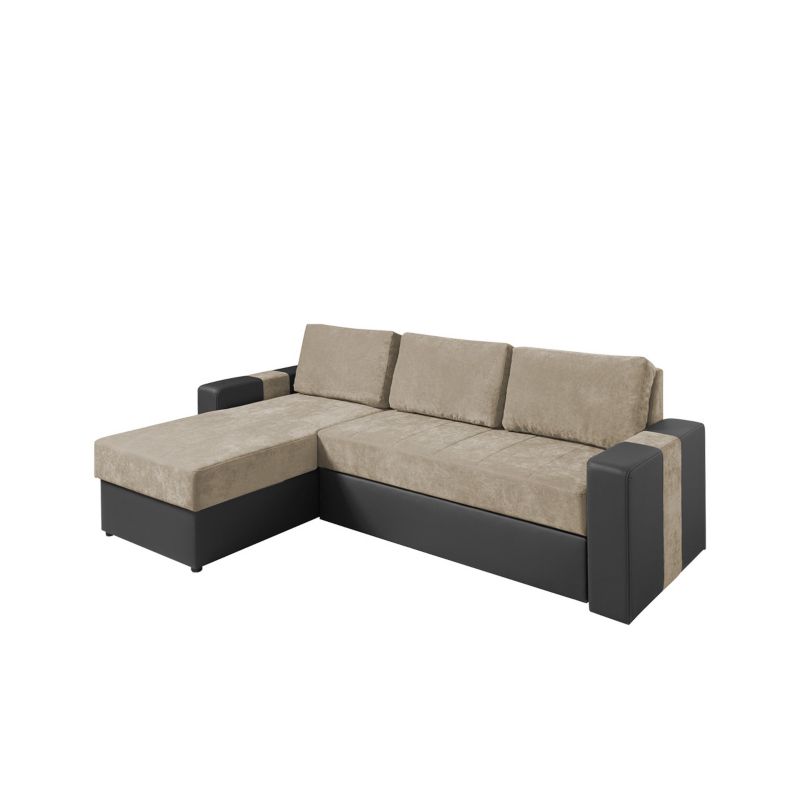 Narożnik z funkcją spania MIRJAN 24 Aden lewy grafitowa ekoskóra + beżowy 1 szt.