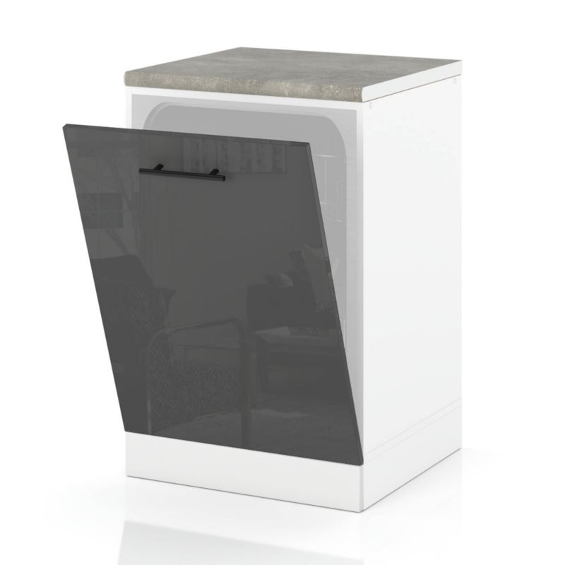 Szafka Kuchenna Hurtownia-Mebli Stojąca Do zmywarki ZM60 sPremium 60cm Biały Mat Szary Połysk 60x52x85 cm 1szt.