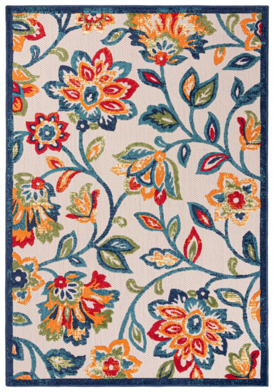 Dywan Zewnętrzny / Wewnętrzny Płaskotkany Aventura EC93A prostokąt Mazovia 160x 230 cm kolorowy motyw roślinny 1 szt.