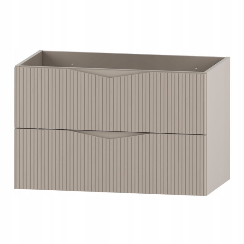 Szafka pod umywalkę Furnidea 80 cm wisząca beż piaskowy ryflowane fronty CLEO 1 szt.