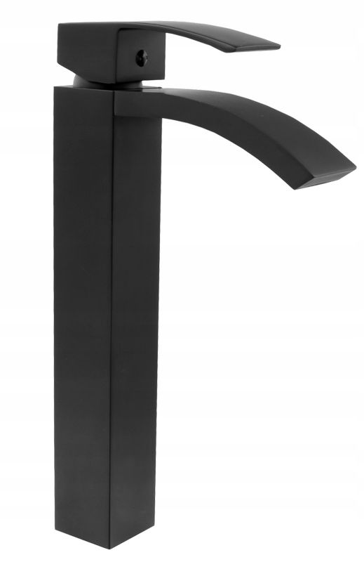 Bateria Umywalkowa Czarna Wysoka Granitan Nablatowa Kaskada 1 szt.