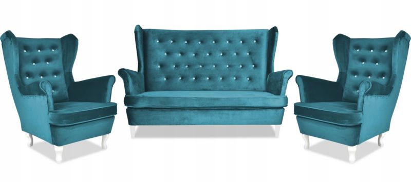 Zestaw wypoczynkowy do salonu sofa fotele Family Meble Diana turkus 1szt