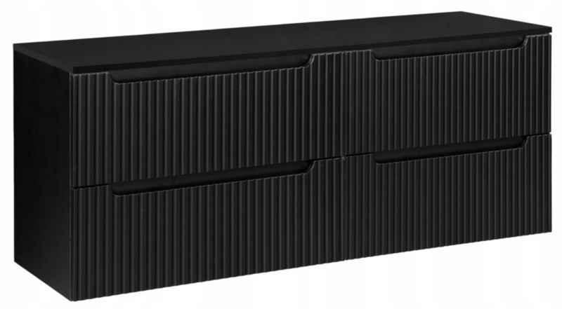 Szafka pod umywalkę Furnidea Nova Black czarna z blatem 160 cm ryflowana 4 szuflady 1 szt.