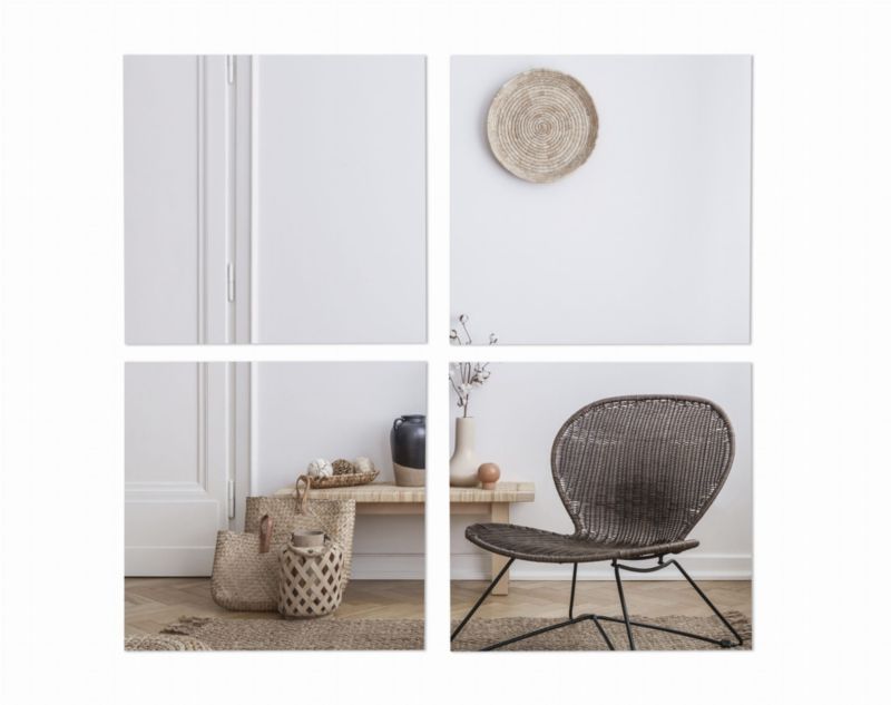 Zestaw luster ściennych do przyklejenia BD art 40x40 cm z plastrami 4 szt.