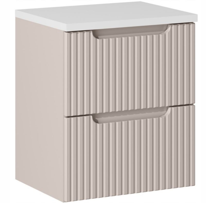 Szafka pod Umywalkę łazienkowa 50 cm Wisząca z Blatem Biały Nova Kaszmir Kaszmirowa Szuflady Furnidea 1 szt.