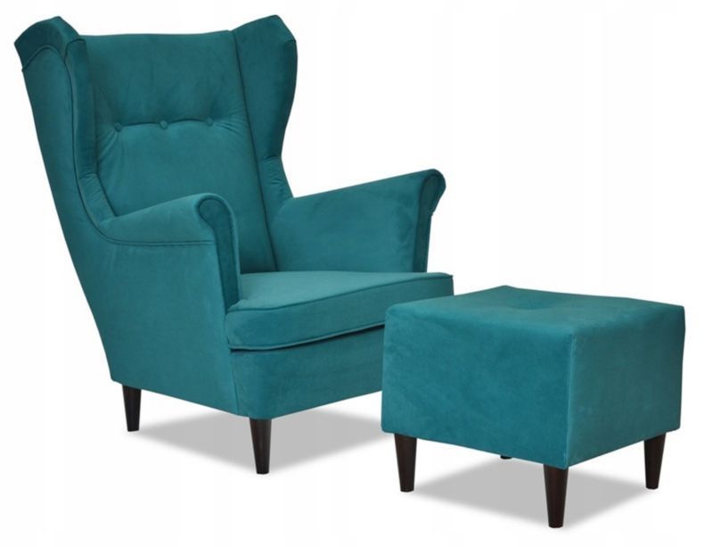 Fotel uszak do salonu z podnóżkiem Family Meble ARI turkus 1szt