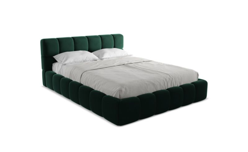 Łóżko LaMiaSofa Nalu z weluru 160x200 butelkowa zieleń 1 szt.