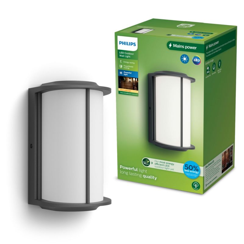 Kinkiet Ogrodowy Philips Lampa Elewacyjna Zewnętrzna LED 4.3W 800lm 2700K IP44 Antracyt 1 szt.