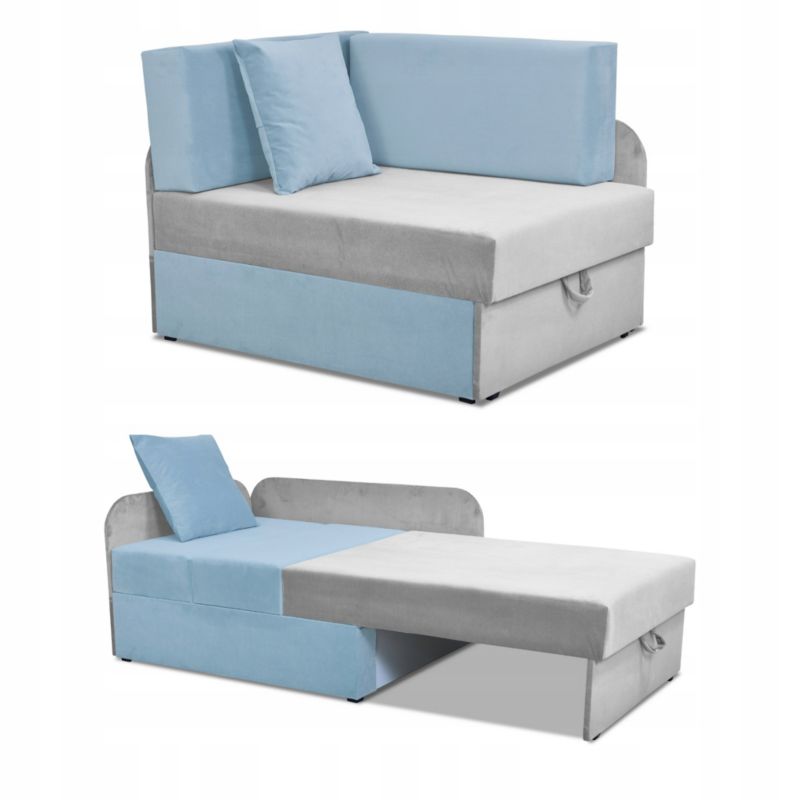 Narożnik dziecięcy rozkładany z pojemnikiem Family Meble Denis Duo niebiesko szary 1szt