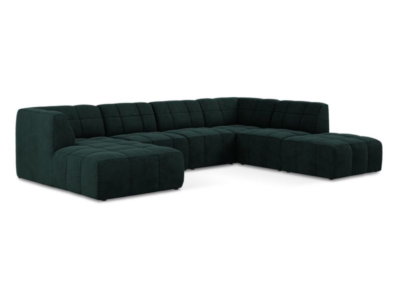 Sofa panoramiczna LaMiaSofa GRADO z tkaniny welwetowej 341x240 cm szaro-zielony 1 szt.