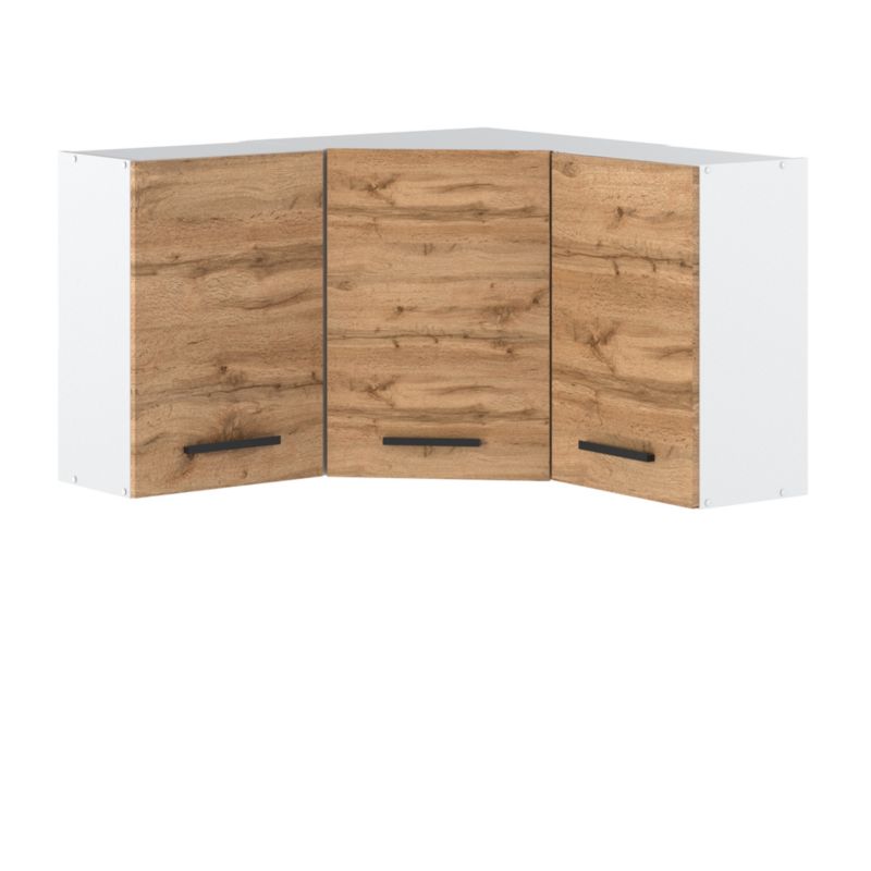 Szafka Kuchenna Hurtownia-Mebli Wisząca Narożna Blanka górna narożna 90cm Biały Mat Dąb Wotan 90x30x60 cm 1szt.