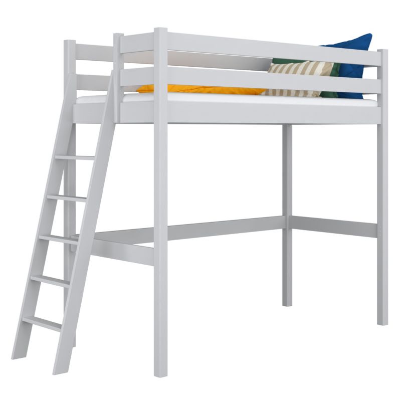 Drewniane łóżko na antresoli N-WOOD N02 90x180 popielaty 1 szt.