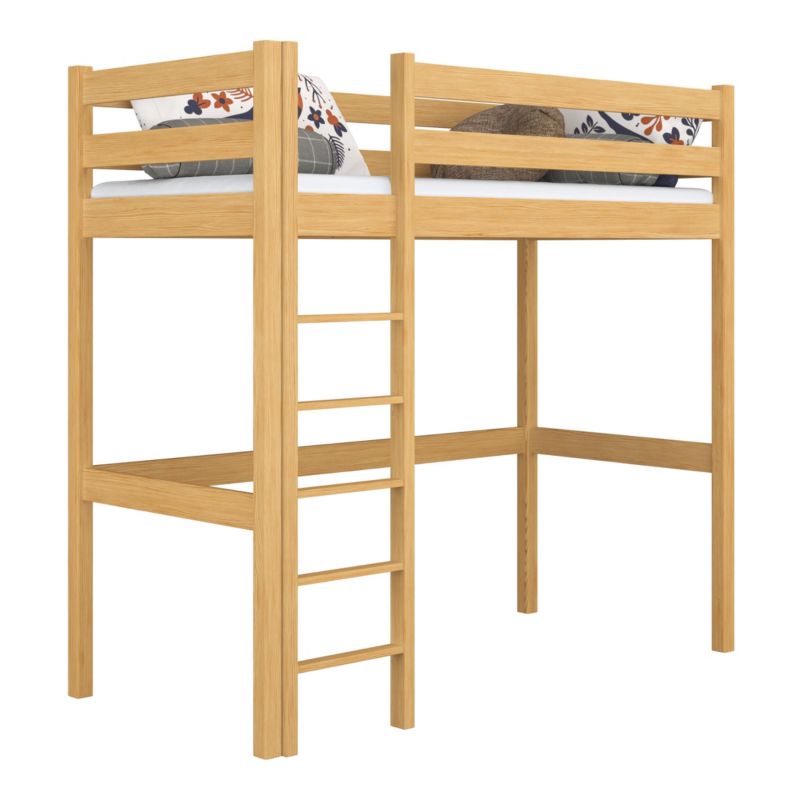 Drewniane łóżko na antresoli N-WOOD N05 120x190 sosna naturalna 1 szt.