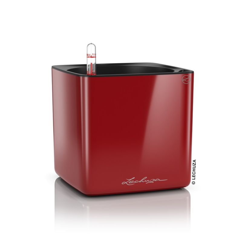 Doniczka Lechuza Do Domu Ogrodu CUBE Glossy 16 Czerwona Połysk 1 szt