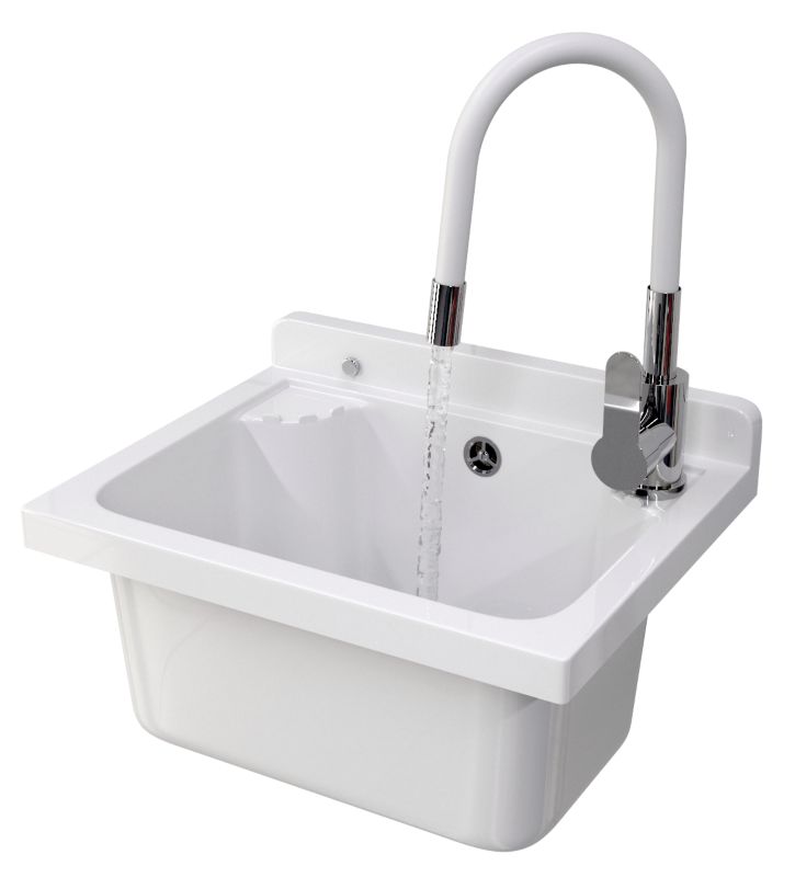 Zlew Gospodarczy Granitan Loma do Garażu, Pralni, Kotłowni Biała z Syfonem i Baterią 1kpl.