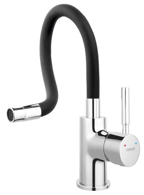 Bateria zlewozmywakowa Ferro Zorba z elastyczną wylewką czarna