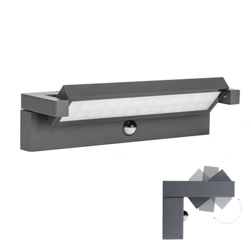 Naświetlacz LED z czujnikiem ruchu SU-MA ciemnoszary LED 27W 4000K 2920lm IP65 wym: 9 x 36,4 x 11 cm - 1 szt.