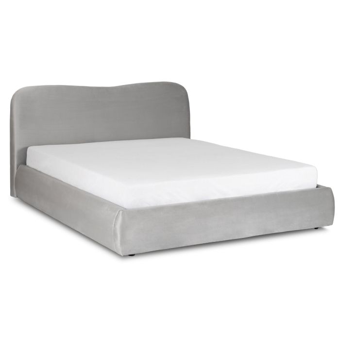 Łóżko Mebel Elite BRISTOL Tapicerowane 160x200 Dwuosobowe Do Sypialni Welurowe Szare 1 szt