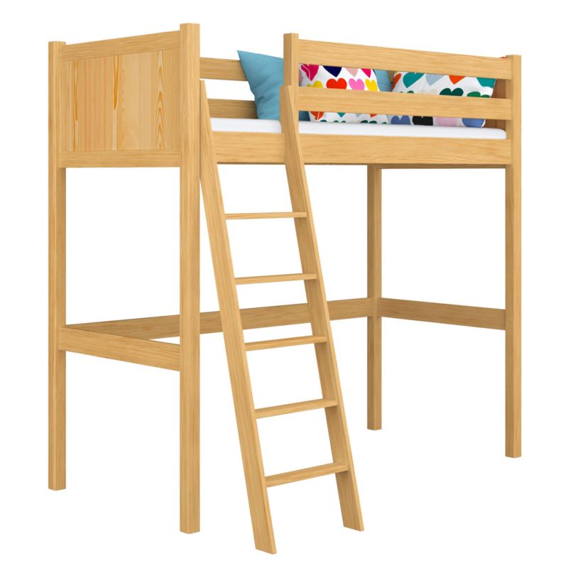 Drewniane łóżko na antresoli N-WOOD N04 90x190 sosna naturalna 1 szt.