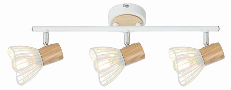 Lampa sufitowa Candellux Chile naturalne drewno-biała wym: 15 x 56 x 8 cm 3xE14 x 25W 1 szt.