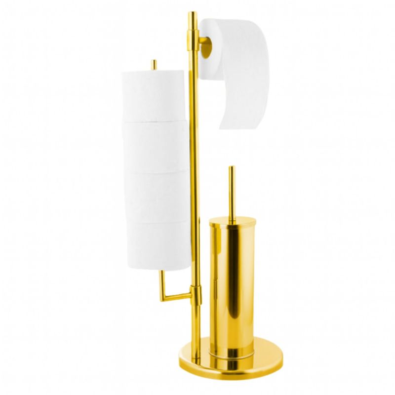 Stojak WC Estiva Round Gold złoty połysk 3w1 uchwyt na papier rolki i szczotka WC 1 szt.