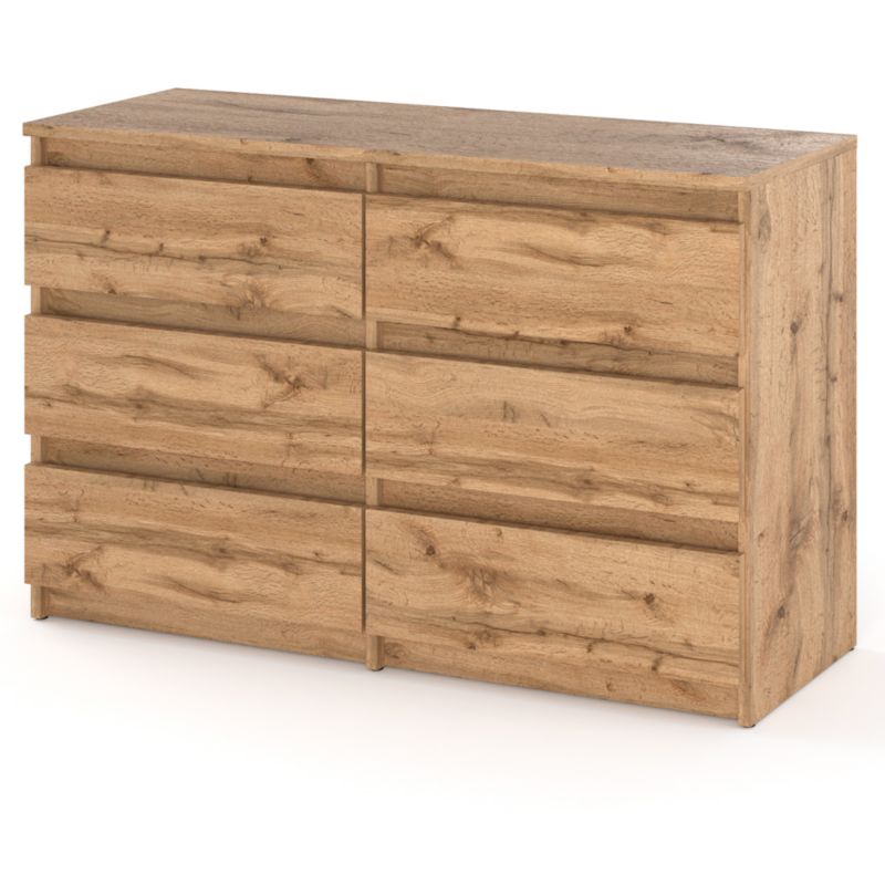 Komoda Hurtownia-Mebli Szuflady 6 Hugo Średnia 100cm Dąb Wotan Dąb Wotan 100x33.5x71.5 cm 1szt.
