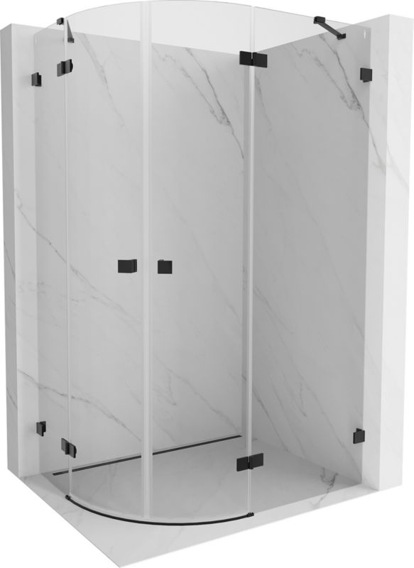 Kabina prysznicowa Mexen Lunar półokrągła uchylna prawa 100 x 80 cm transparent czarna 1 szt.