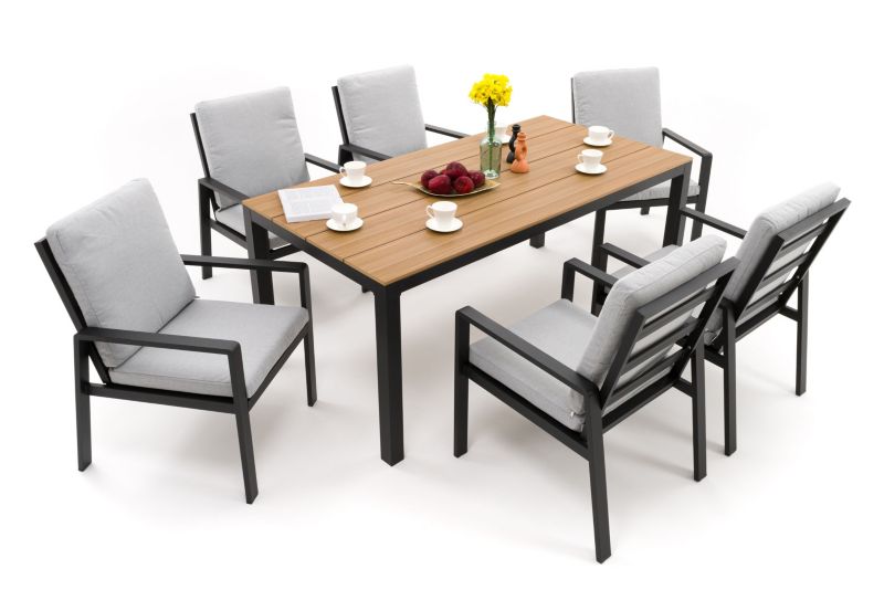 Zestaw mebli ogrodowych stół krzesła New Home ATOL szaro grafitowy aluminiowy z blatem z deski kompozytowej 1 kpl