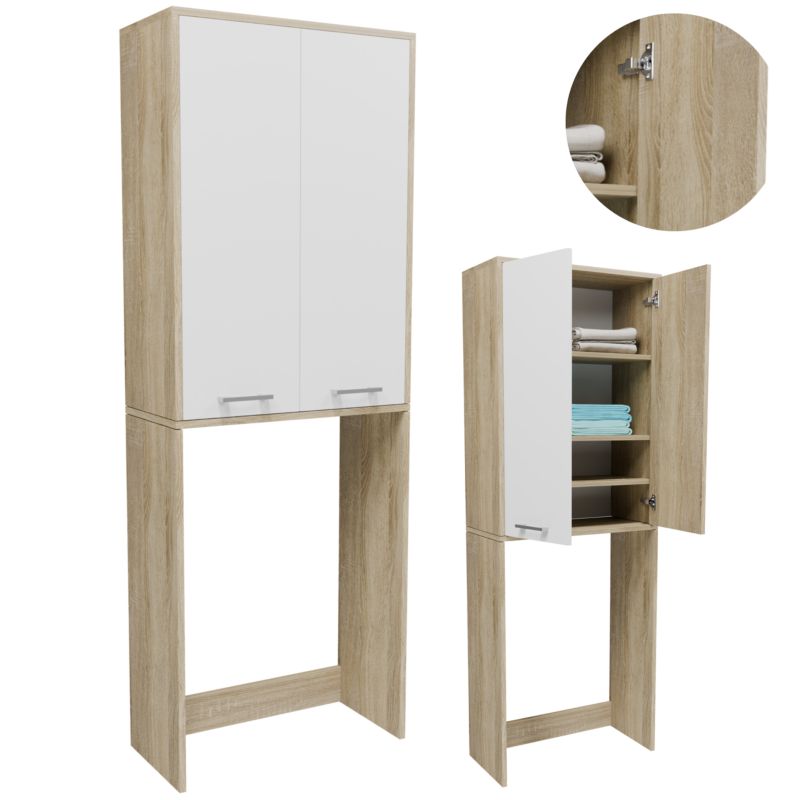 Szafka łazienkowa Matkam nad pralkę FIN180PEŁSOB stojąca dąb sonoma-biały 1 szt.