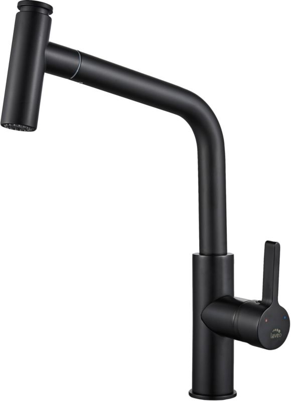 Bateria zlewozmywakowa Laveo Avila z wyciąganą wylewką czarna