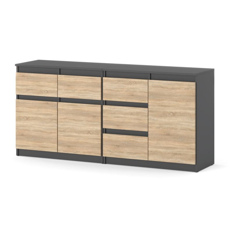 Komoda Hurtownia-Mebli Szuflady 5 Agnolia Mini 160cm Szary Mat Dąb Sonoma 160x35x75 cm 1szt.