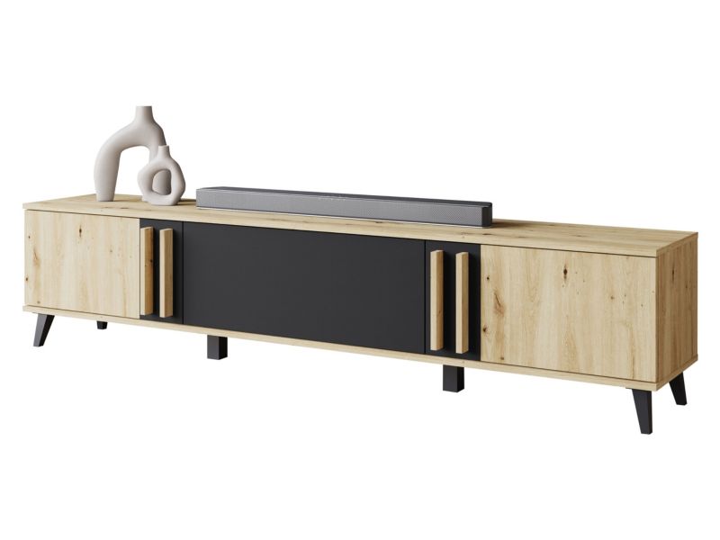 Szafka RTV MIRJAN 24 Helsinki czarny grafit + dąb artisan 1 szt.