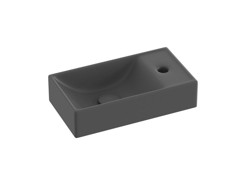 Prostokątna umywalka ceramiczna Ravak Veda 400 Slim Wall P antracyt 1szt