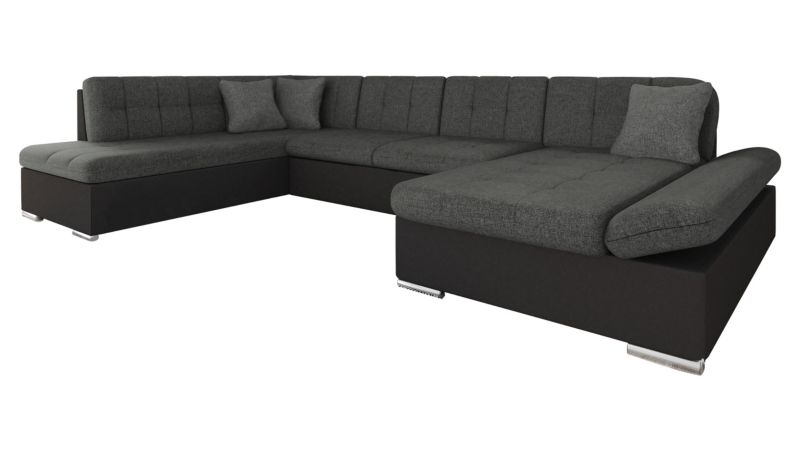 Narożnik z funkcją spania MIRJAN 24 Bergen lewy czarna ekoskóra/grafitowy/szary 1 szt.