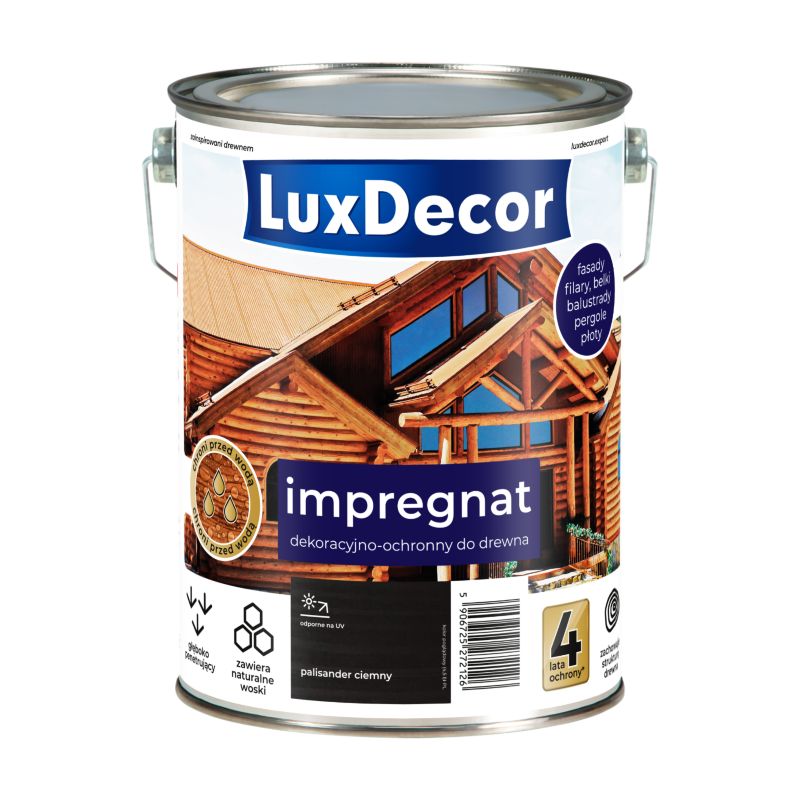 Impregnat dekoracyjno-ochronny do drewna LuxDecor, palisander ciemny, 9 l, 1 szt.