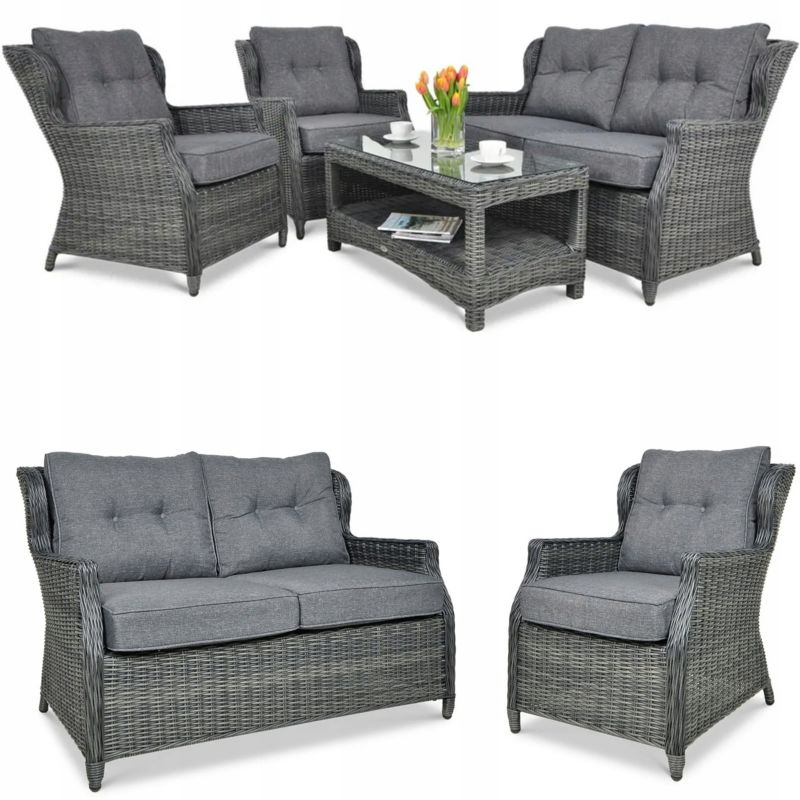 Zestaw Mebli Ogrodowych Focus Garden Wypoczynkowych Technorattan Trivento 2x Fotele Sofa 1 szt