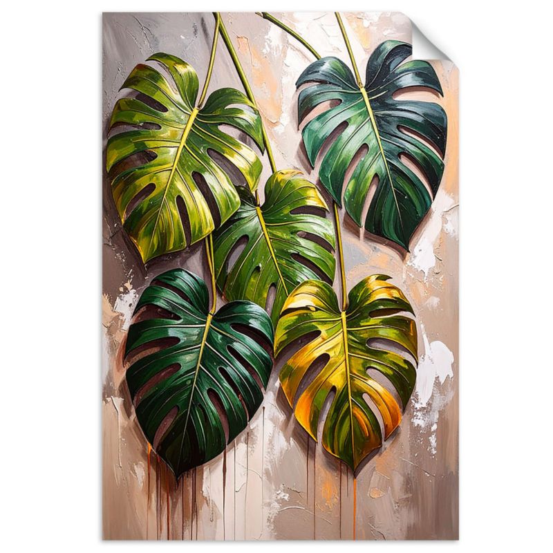 Naklejka samoprzylepna Feeby Monstera Liście na malowanym tle 30x45cm 1szt